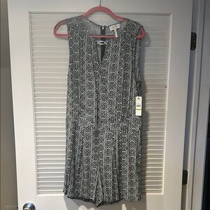 Black and White Patterned Women's Romper